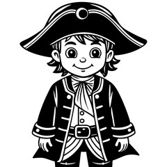 Kid in pirate costume black art vector