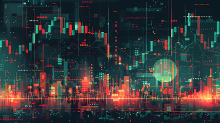 Obraz premium Abstract Cyberpunk Cityscape Illustration