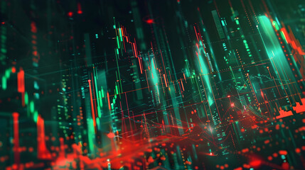 Obraz premium Abstract Background with Red and Green Lines and Lights