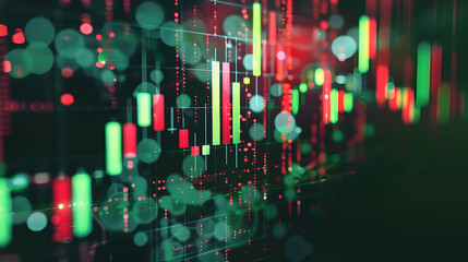 Obraz premium Abstract Background with Green and Red Bars and Bokeh Lights