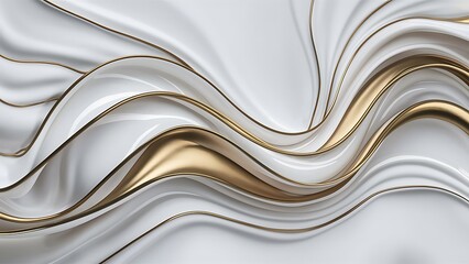 abstract white and gold wave line on white background
