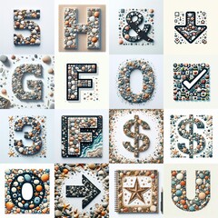 Sea pebbles Lettering Typeface. AI generated illustration