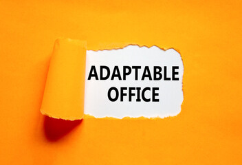 Adaptable office symbol. Concept words Adaptable office on beautiful white paper. Beautiful orange paper background. Business Adaptable office concept. Copy space.