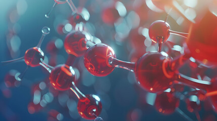 3D Red Spheres Connected by Lines Abstract Illustration