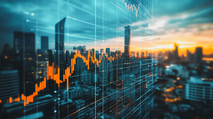 Obraz premium Smart digital city with connection network that is at the cutting edge of innovation in technology and business with bright, modern skyscrapers. Backgrounds for technology and charts and graphs