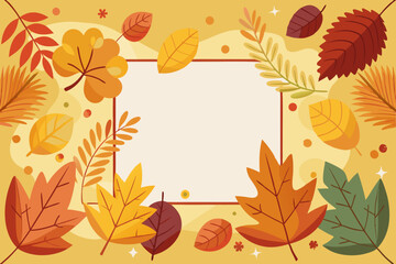  Autumn surface with frame for text and leaves vector illustration