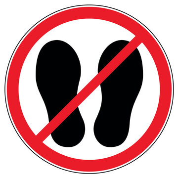Betreten der Fl&auml;che verboten, Fussabdruck, Sohle, Schuhabdruck - Verbotszeichen, Warnzeichen