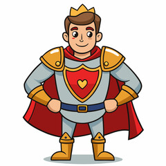 The beautiful strong prince in knight's armor stands tall