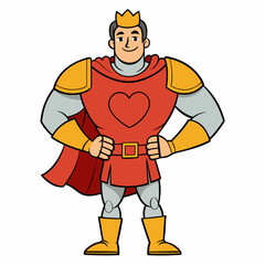 The beautiful strong prince in knight's armor stands tall