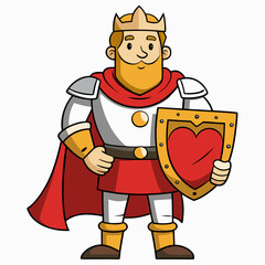 The beautiful strong prince in knight's armor stands tall