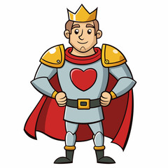 The beautiful strong prince in knight's armor stands tall