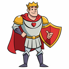 The beautiful strong prince in knight's armor stands tall