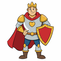 The beautiful strong prince in knight's armor stands tall