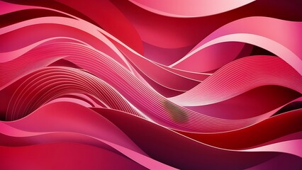 Obraz premium Abstract Waves in Pink and Red Hues Digital Wallpaper