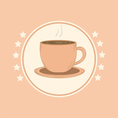 Cup of coffee in vintage retro style. Vector illustration.