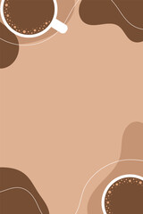 Coffee abstract background with coffee cup layout. Flat vector illustration.