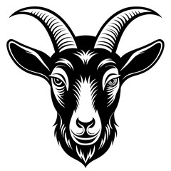 Goat Face Black Art vector illustration