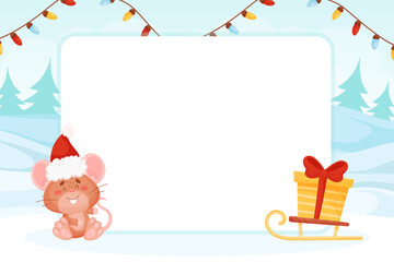 Banner Design with Cute Little Mouse Character Vector Template