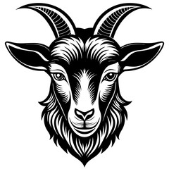 Goat Face Black Art vector illustration