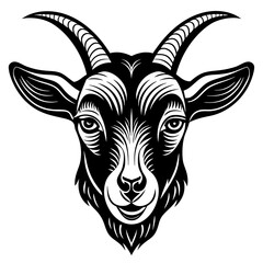 Goat Face Black Art vector illustration