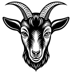 Goat Face Black Art vector illustration
