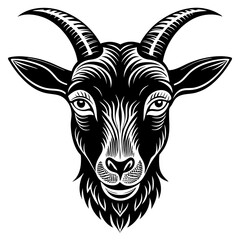 Fototapeta premium Goat Face Black Art vector illustration