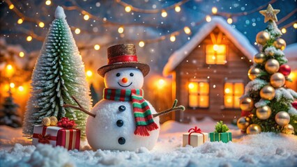 Obraz premium Christmas, Snowman.