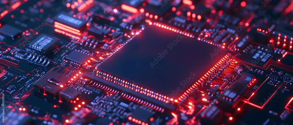 Poster a close-up view with the acronym cpu displayed on a microchip, representing the concept of central p