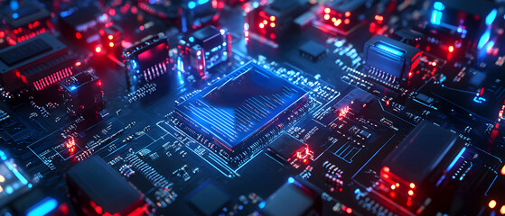 Fototapeta premium A close-up view with the acronym CPU displayed on a microchip, representing the concept of Central Processing Unit design
