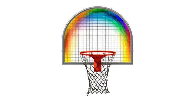 rainbow basketball hoop, colorful, isolated clip art preview