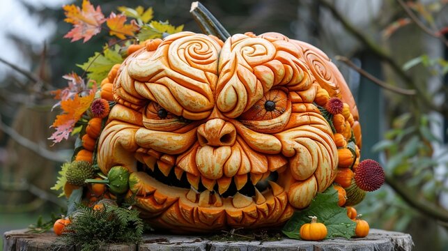 Halloween pumpkins smile and scrary eyes for party night