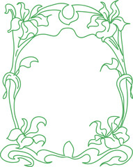 Elegant green-themed ornaments in Art Nouveau and Victorian Art Deco styles, hand-drawn and provided as vector art.