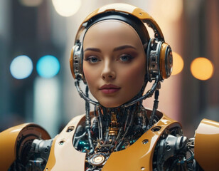 Cybernetic Siren: A Futuristic Portrait of a Female Android