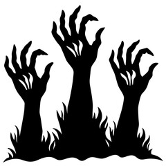 The image shows a silhouette of three zombie art vector illustration