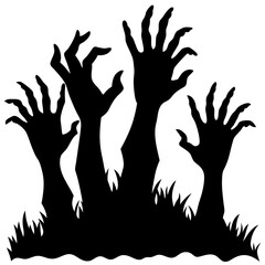 The image shows a silhouette of three zombie art vector illustration