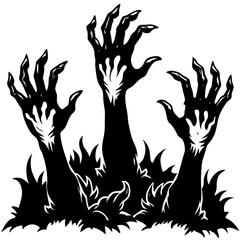 The image shows a silhouette of three zombie art vector illustration