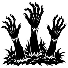 The image shows a silhouette of three zombie art vector illustration