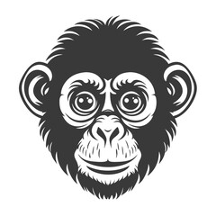 Fototapeta premium Vector Illustration of Happy Monkey Face Black White Stylized Animal Art for Logos Posters Mascots