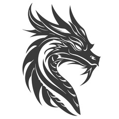 Naklejka premium Dragon Head Black Tribal Tattoo Vector Symbol of Strength and Power Fantasy Illustration Design