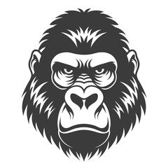 Obraz premium Gorilla Head Vector Illustration Fierce Animal Mascot Logo Design Black and White Art Graphic