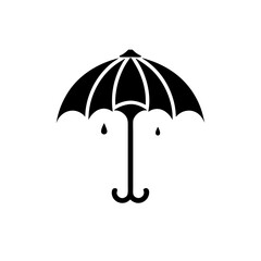 Black Umbrella with Raindrops Vector Symbolizing Rain Protection and Weather Safety  Design