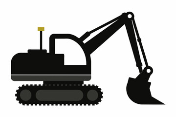 Excavator silhouette on white background
