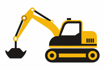 Excavator silhouette on white background