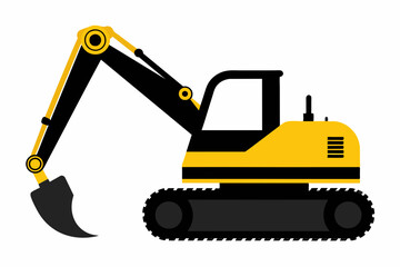 Excavator silhouette on white background