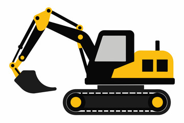 Excavator silhouette on white background