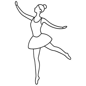 recommend clip art: Graceful ballet dancer line art illustration performing elegant dance pose  outline vector