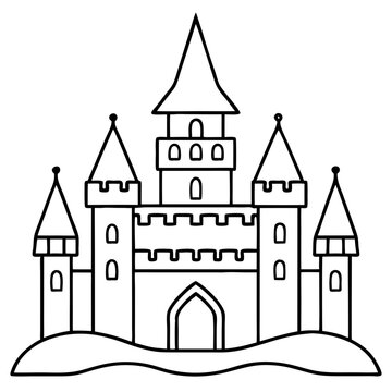 recommend clip art: Medieval Castle Outline Vector Illustration for Coloring Book and Educational Materials
