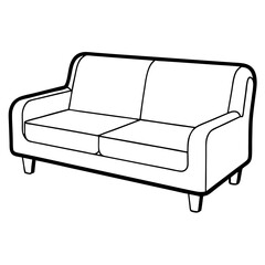 Black White Minimalist Sofa Vector Illustration Simple Stylish Couch Design Furniture Decor