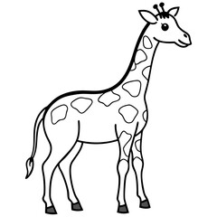 Naklejka premium Cute Giraffe Black White Vector Illustration Cartoon Animal Drawing Children's Coloring Page