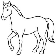 Obraz premium Horse Outline Vector Art Black and White Illustration for Kids Coloring Book Educational Use